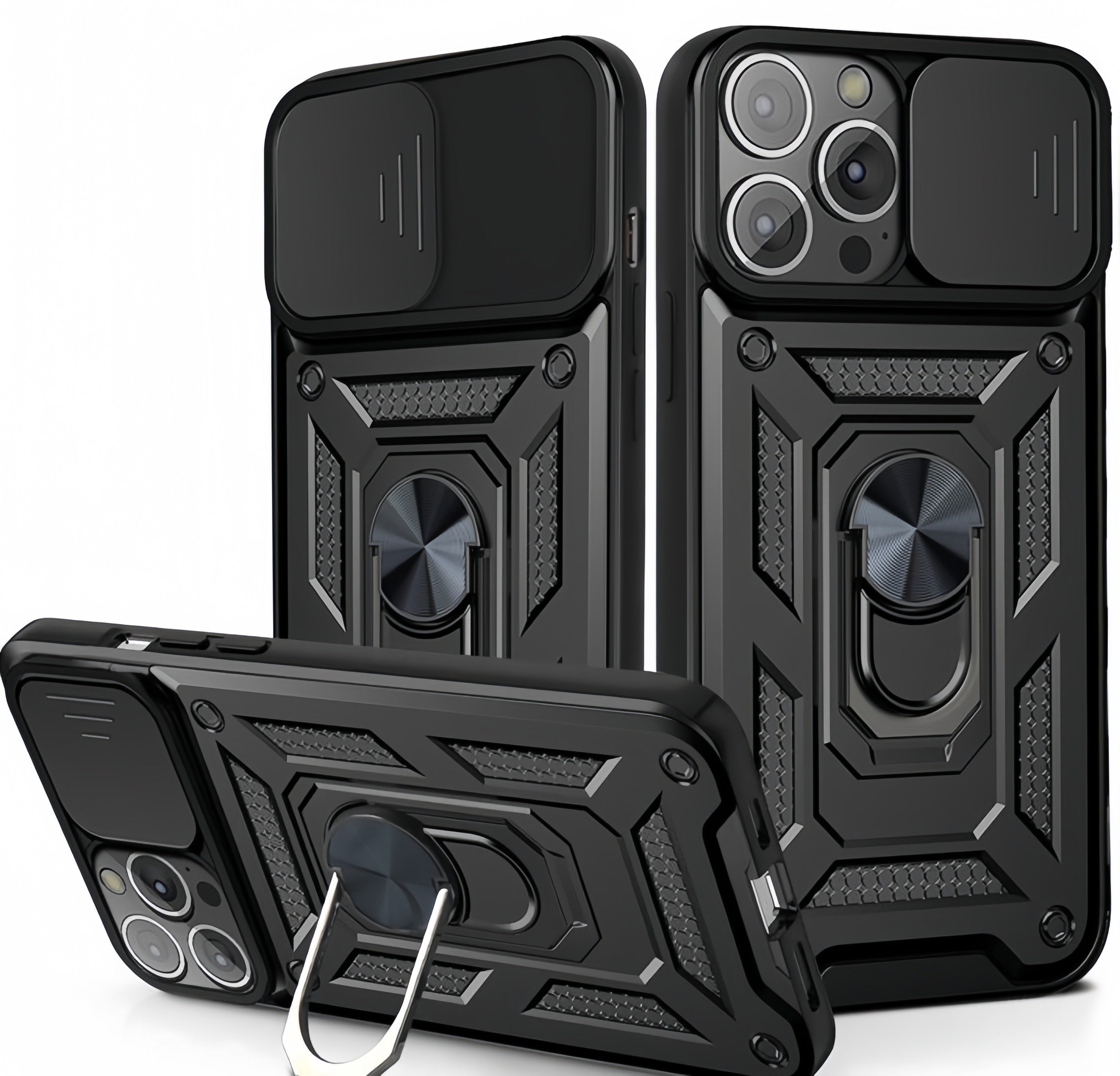 (1/100x Pack) 16 Series Trade Heavy Duty iPhone Case With Ring Stand