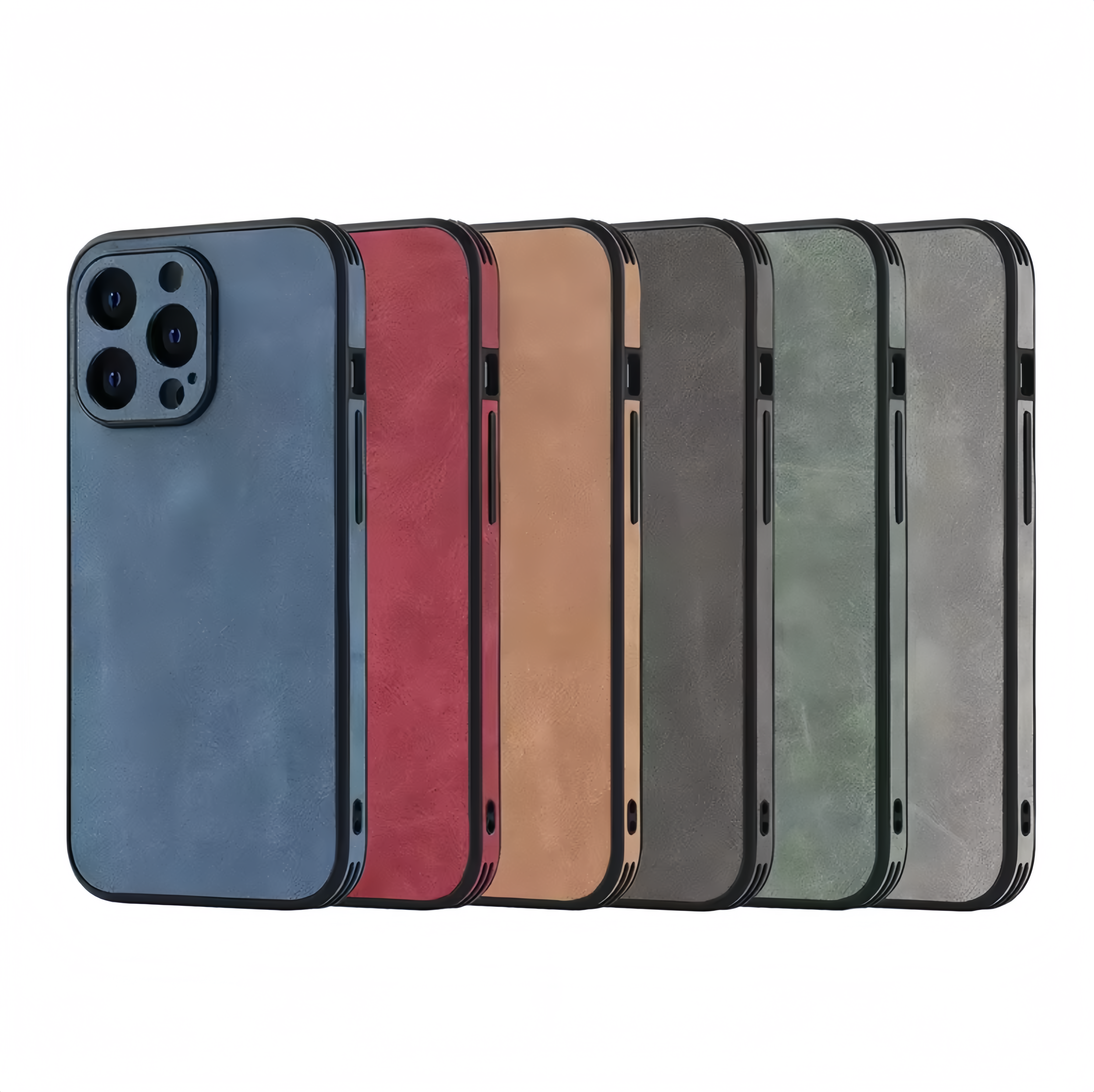 (1/100x Pack) 16 Series Luxury Vegan Leather/Silicone iPhone Case