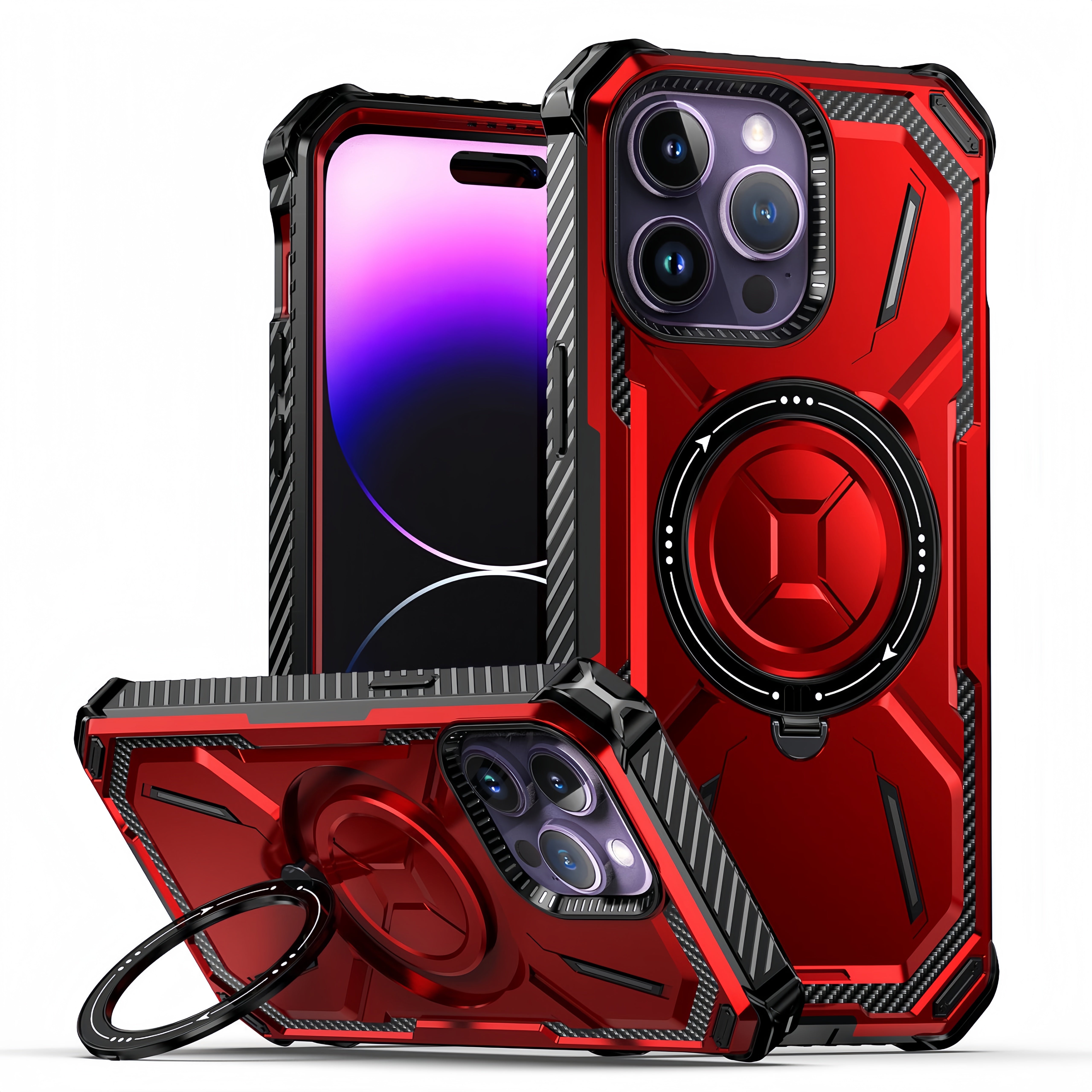 (1/100x Pack) 16 Series Dual Layer Shockproof Magnetic Kickstand iPhone Case
