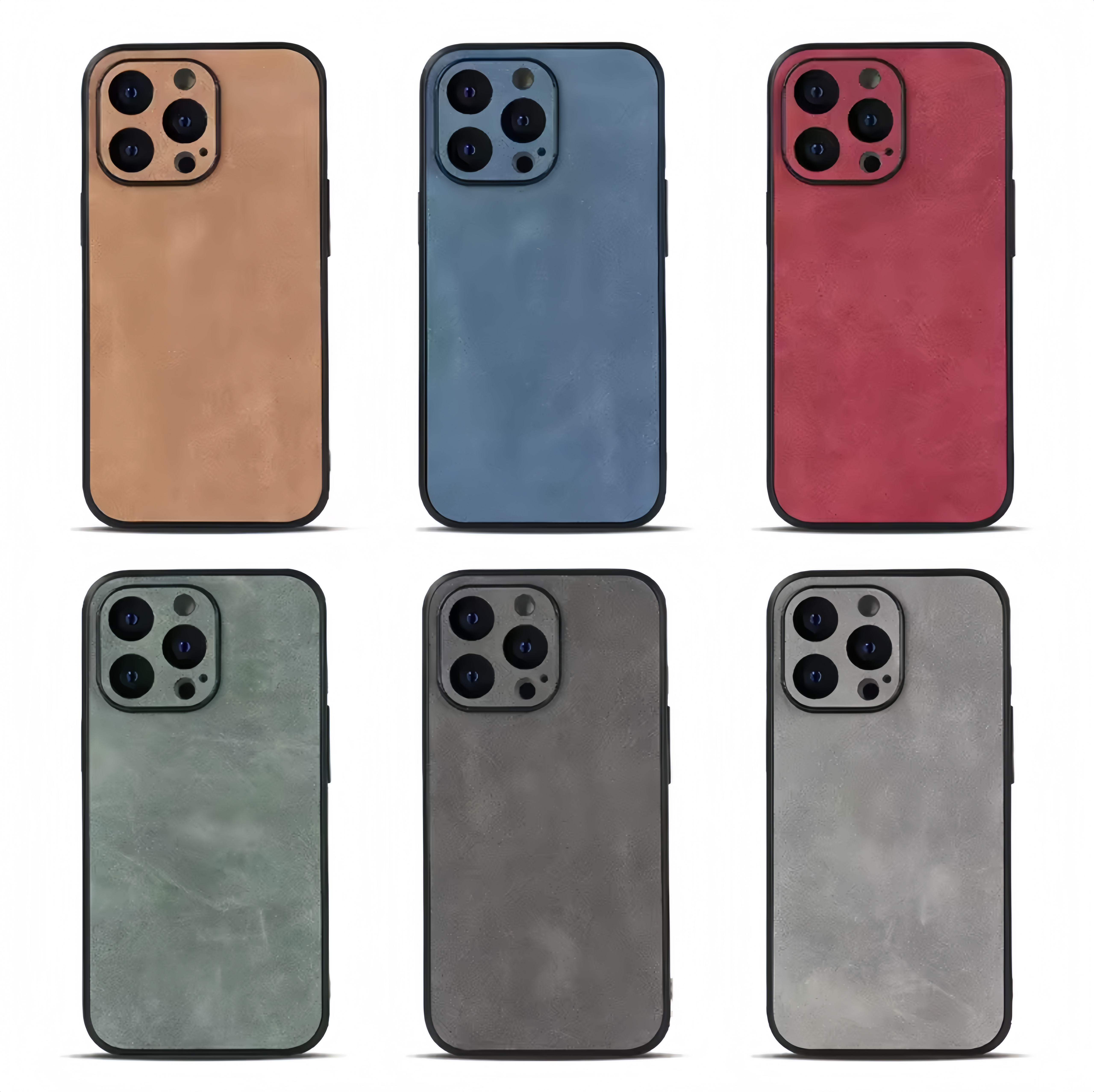 (1/100x Pack) 16 Series Luxury Vegan Leather/Silicone iPhone Case