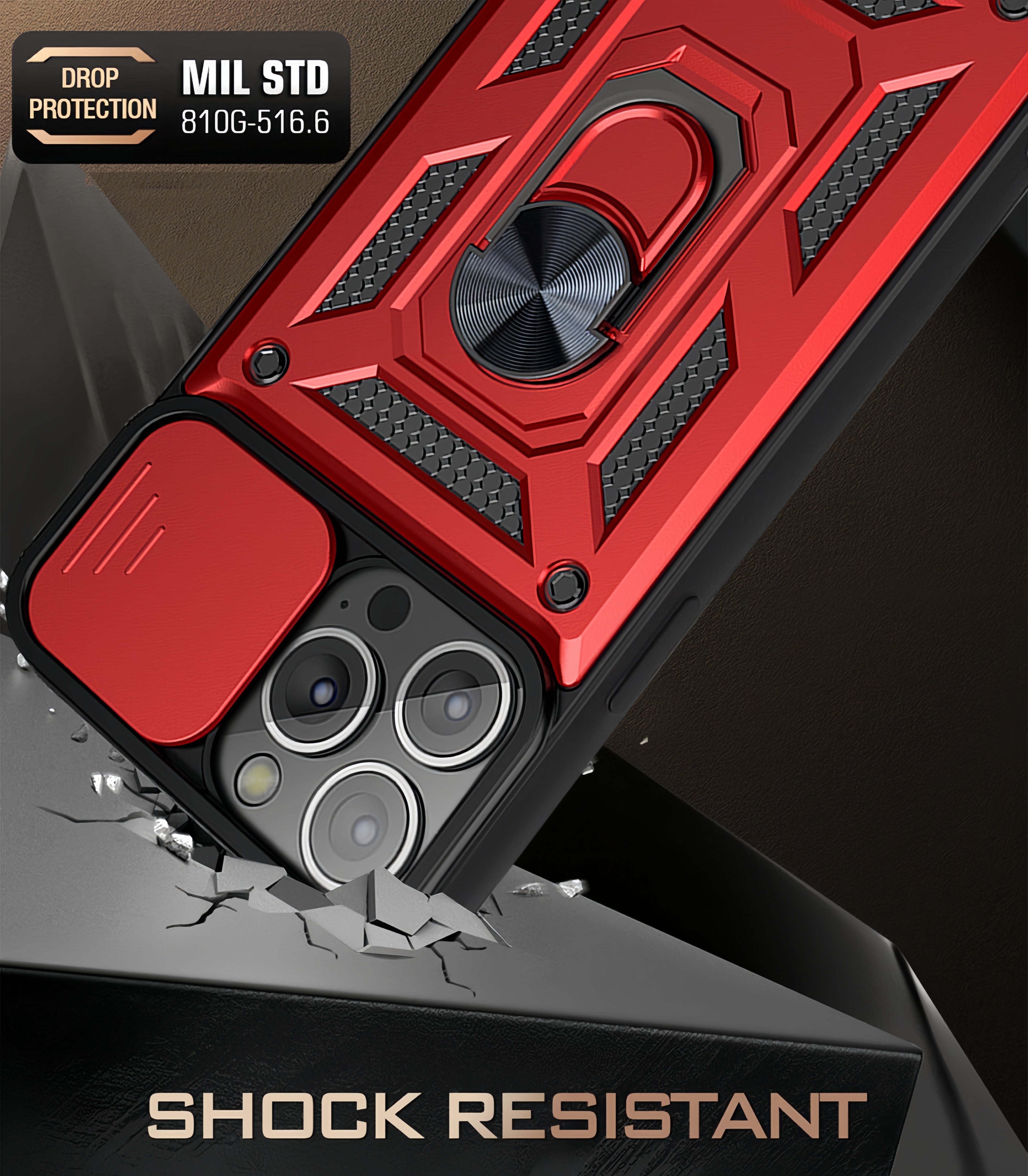 (1/100x Pack) 16 Series Trade Heavy Duty iPhone Case With Ring Stand