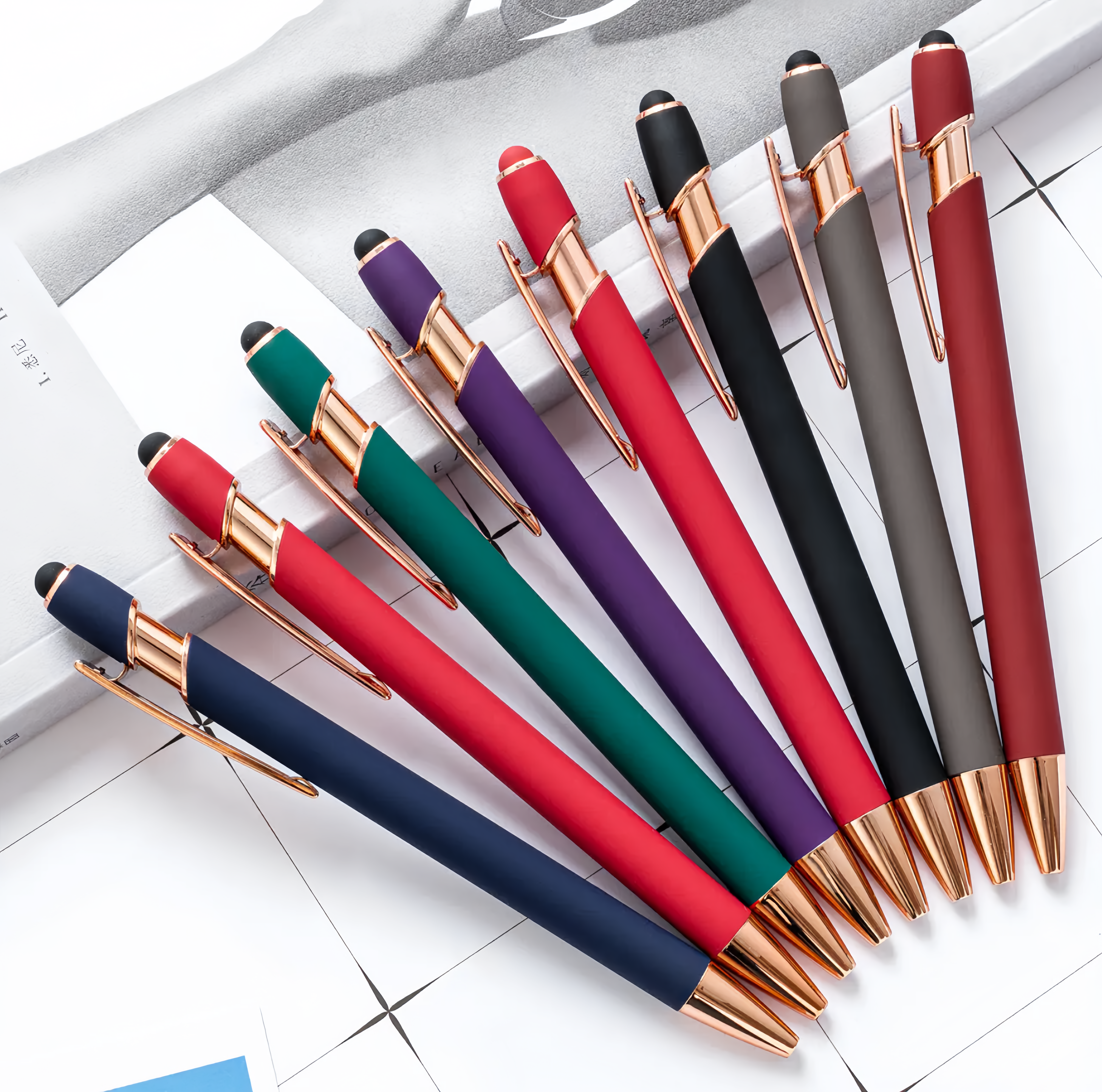 (10/250x Pack) Aluminium 2 in 1 Stylus With BallPoint Pen