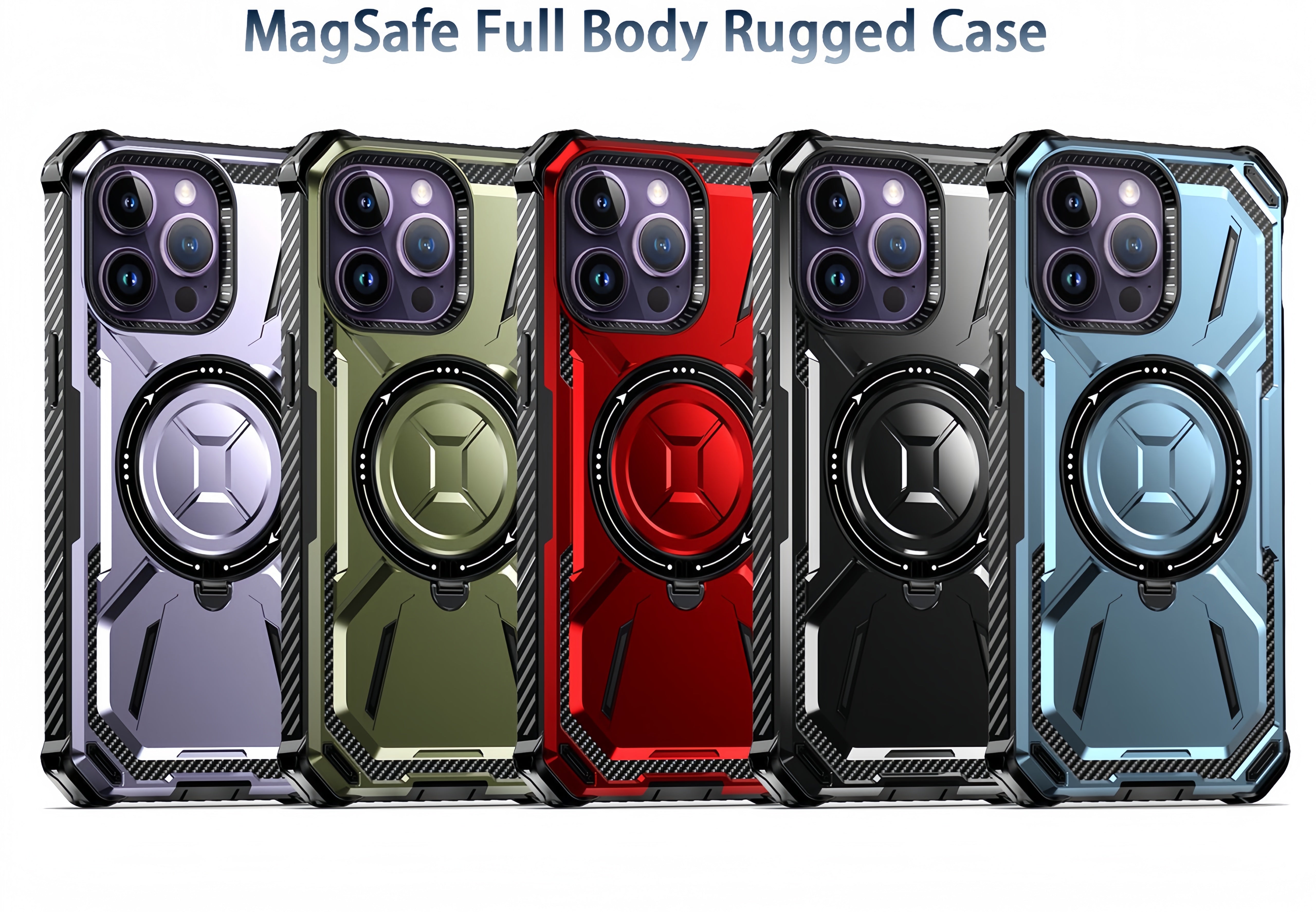 (1/100x Pack) 16 Series Dual Layer Shockproof Magnetic Kickstand iPhone Case