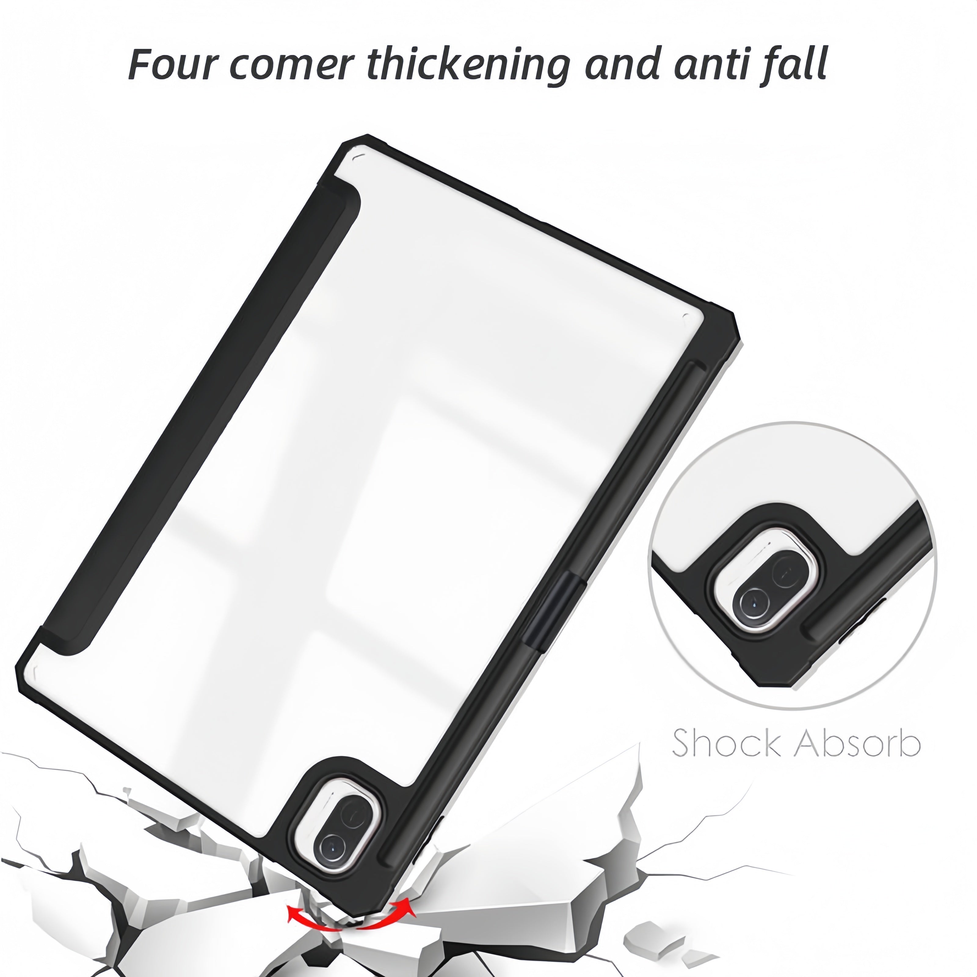 (1/100x Pack) Apple iPad Air Gen 5 10.9 Transparent Vegan Leather Protective Tri Fold Case For iPad