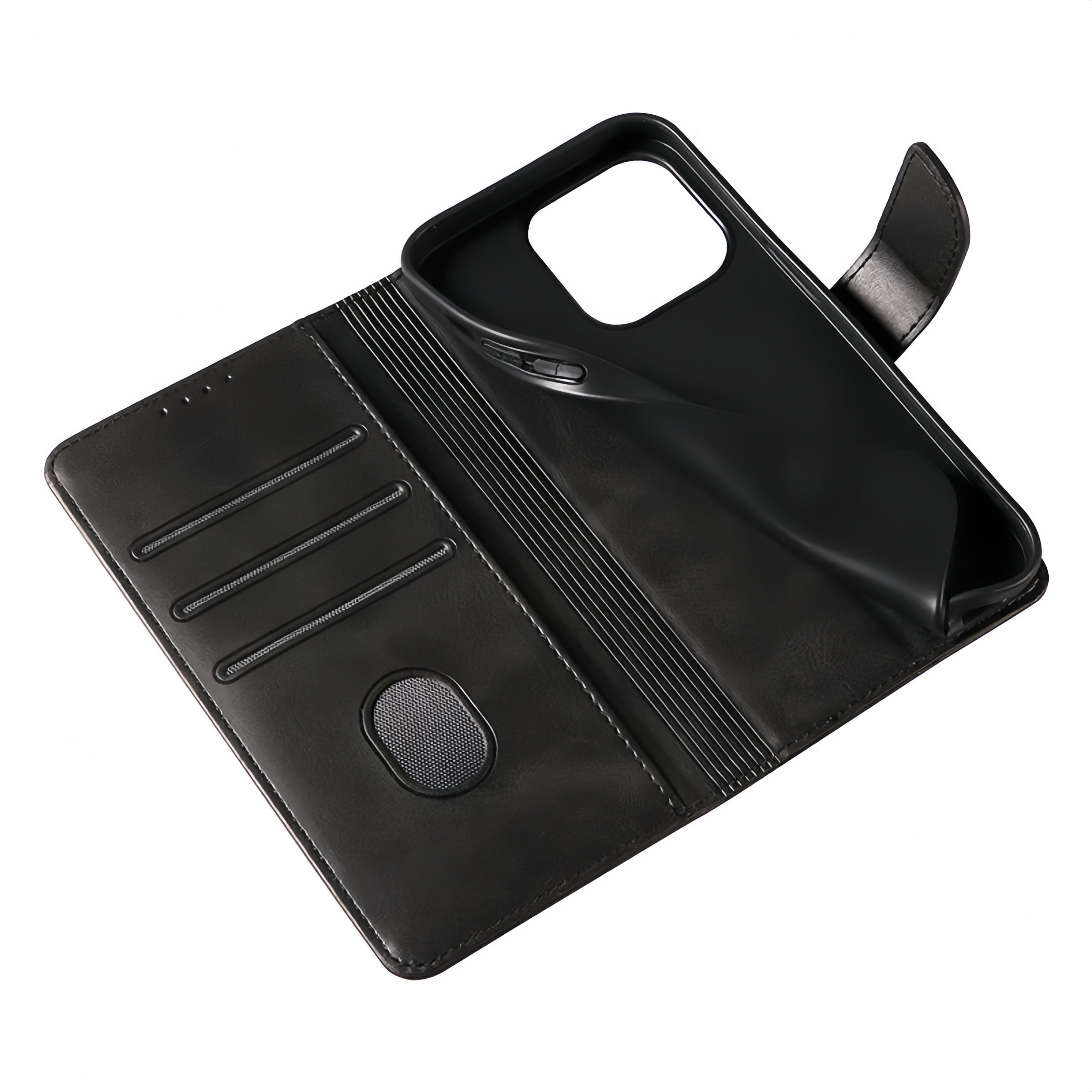 (1/100x Pack) iPhone 16 Series Flip Wallet Vegan Leather Case