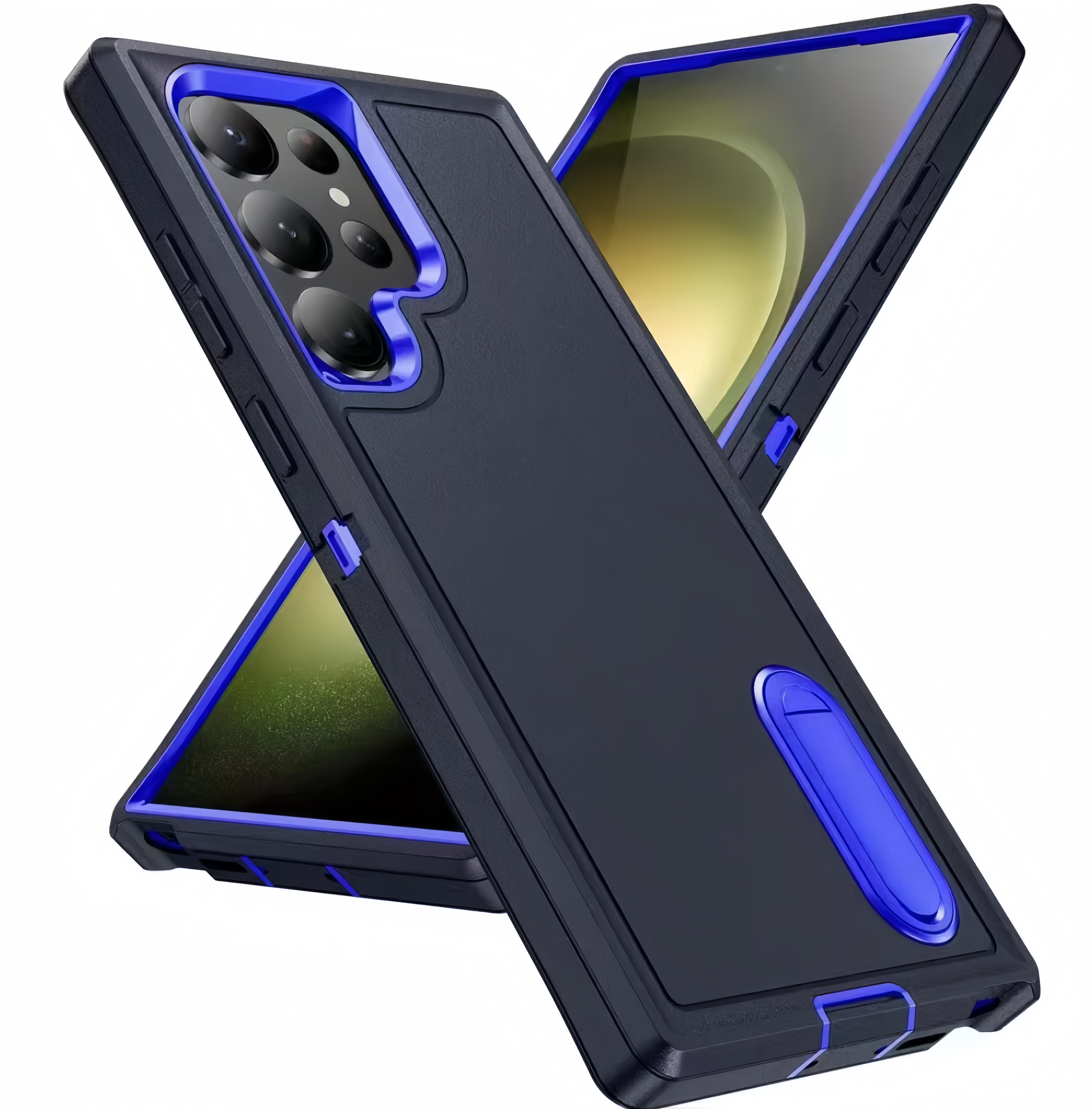 (1/100x Pack) S25 Series Shockproof Heavy Duty Samsung Case With Stand