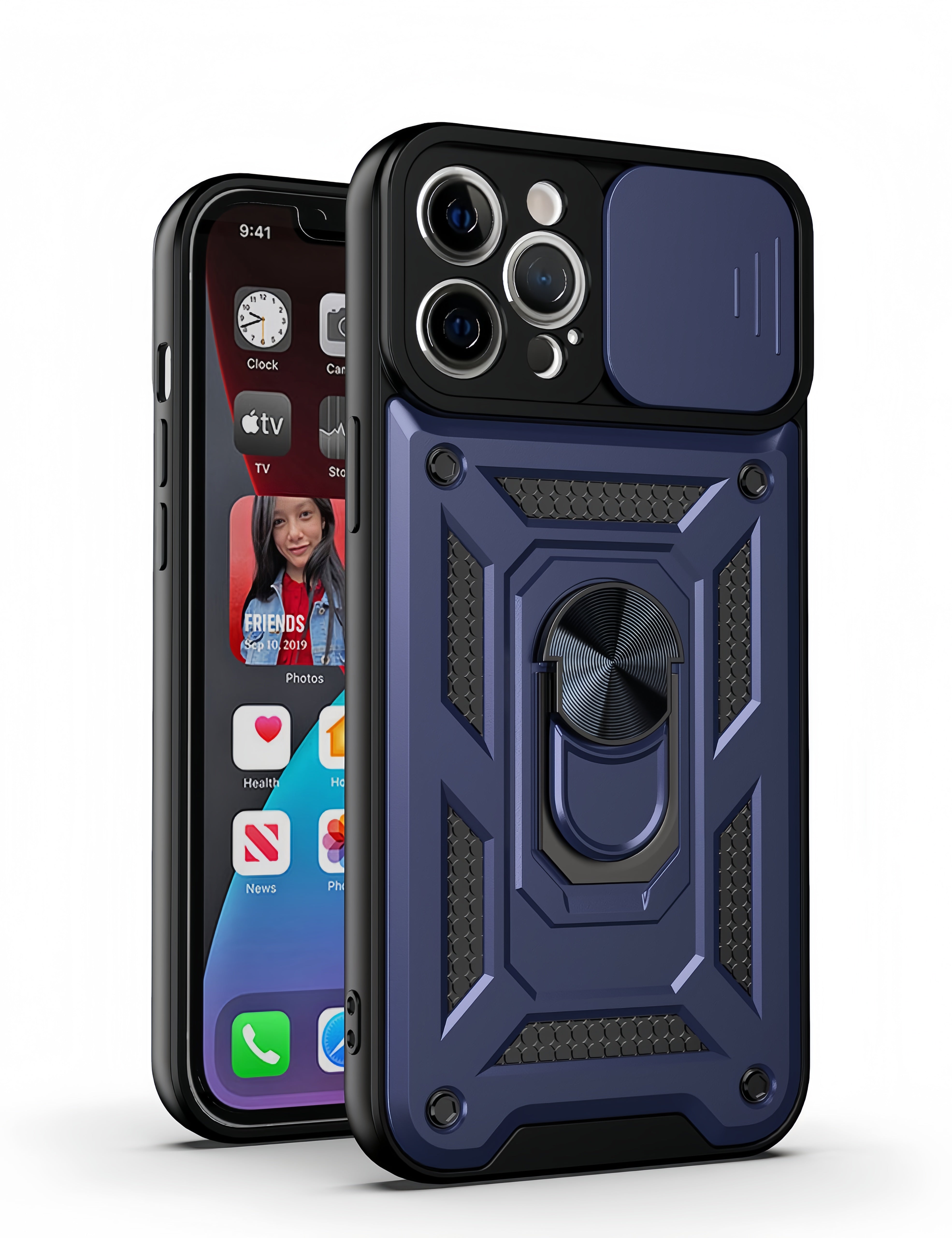(1/100x Pack) 16 Series Trade Heavy Duty iPhone Case With Ring Stand