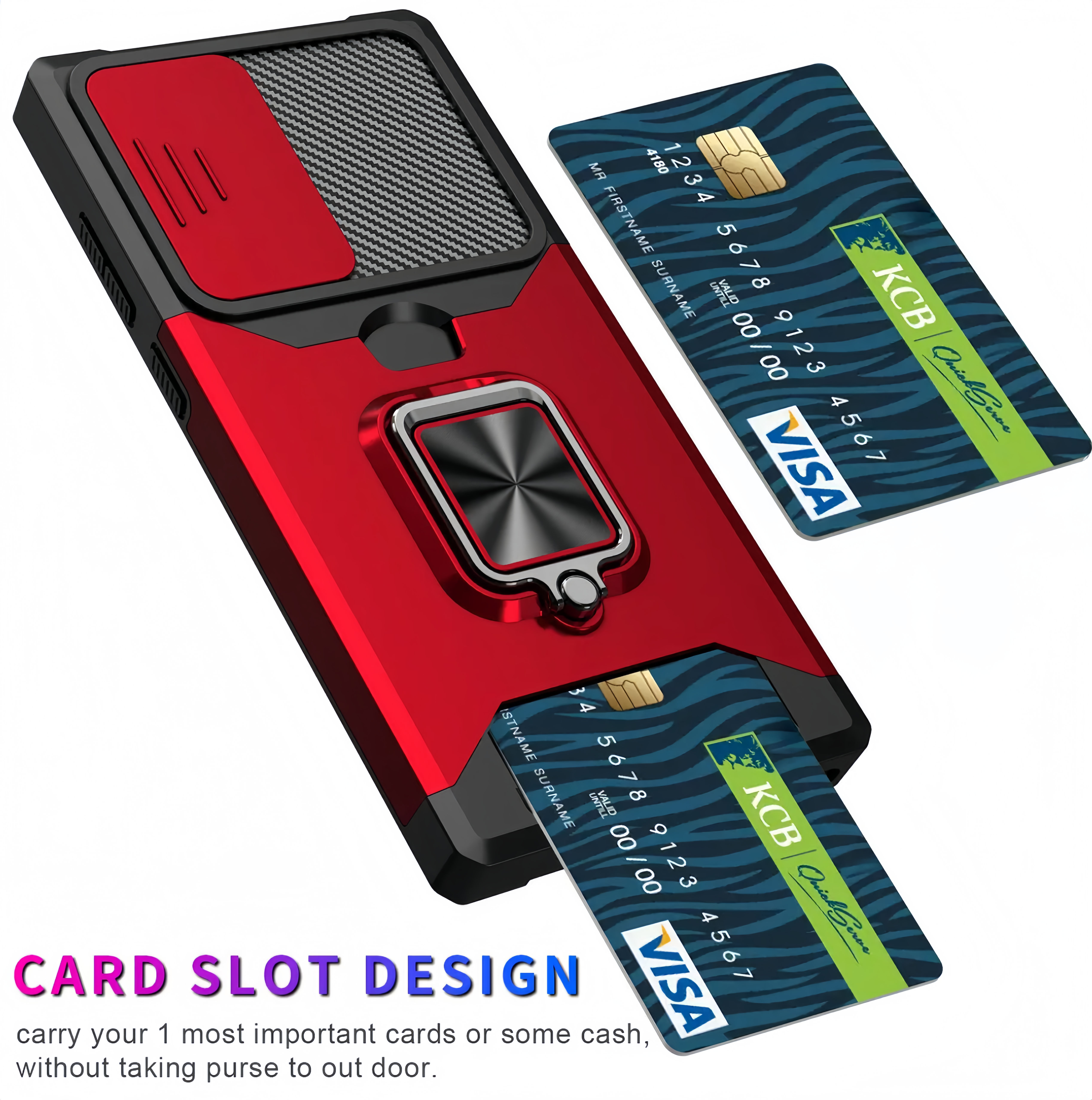 (1/100x Pack) S25 Series Magnetic Heavy Duty Samsung Case With Lens Cover + Card Holder