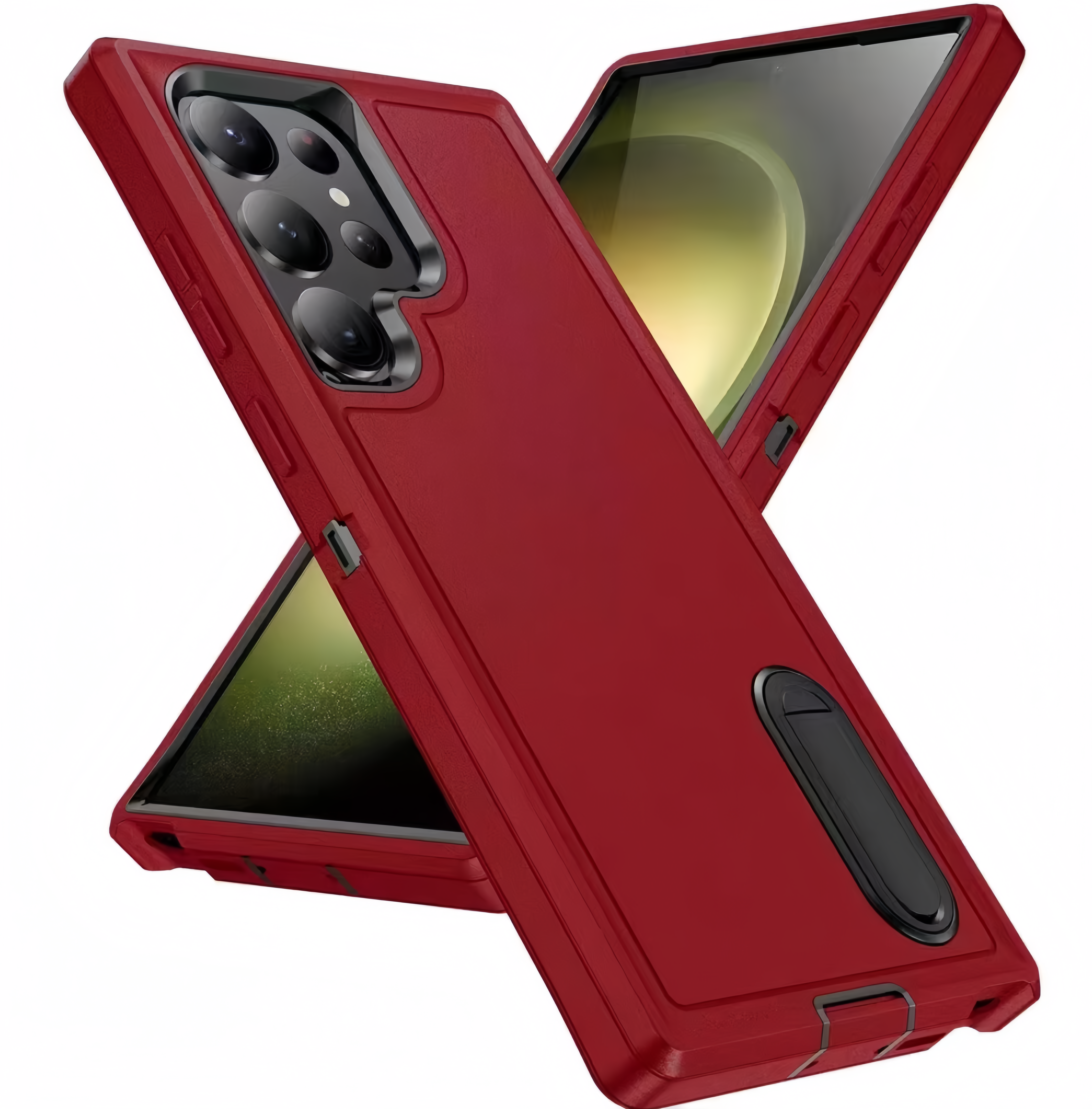 (1/100x Pack) S25 Series Shockproof Heavy Duty Samsung Case With Stand