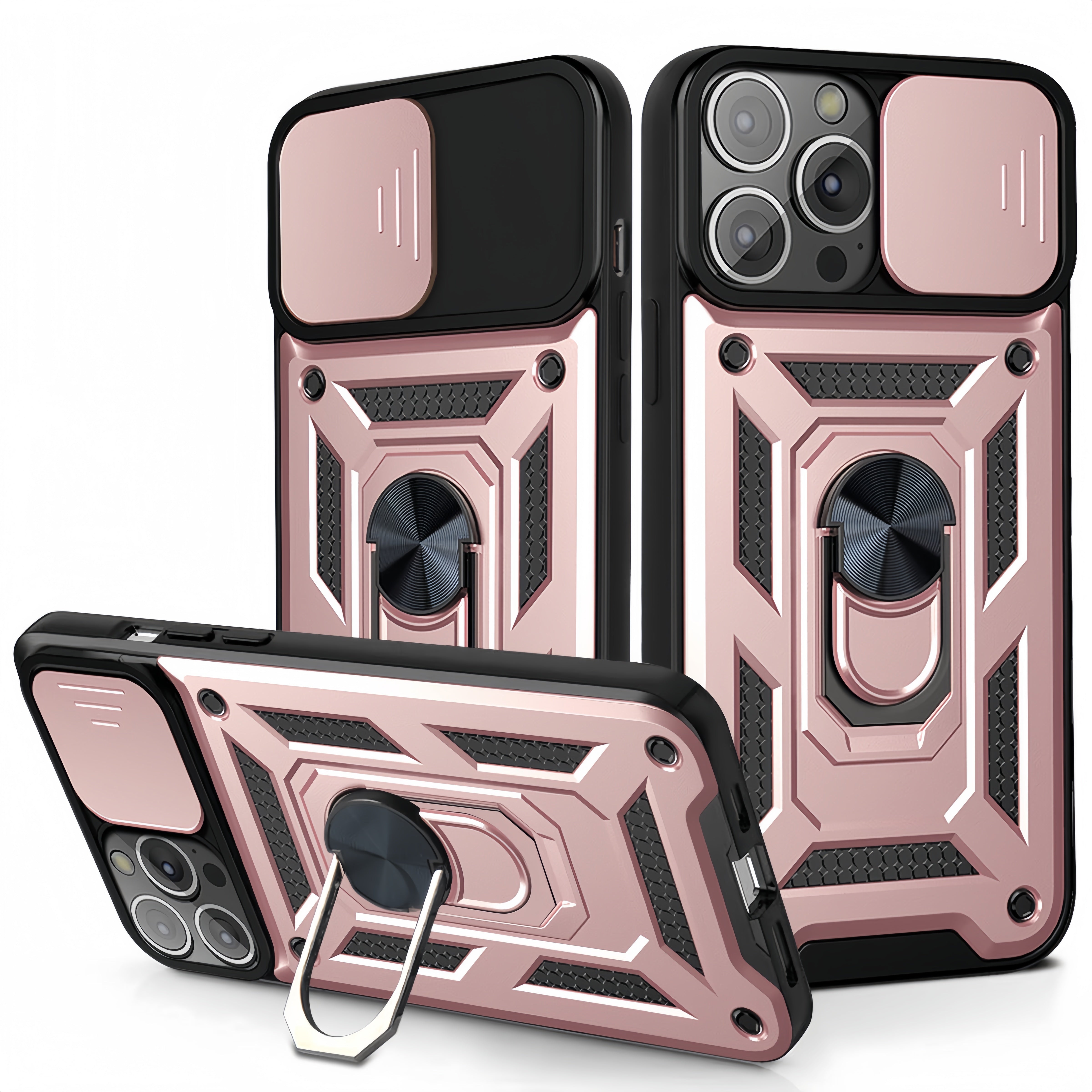 (1/100x Pack) 16 Series Trade Heavy Duty iPhone Case With Ring Stand