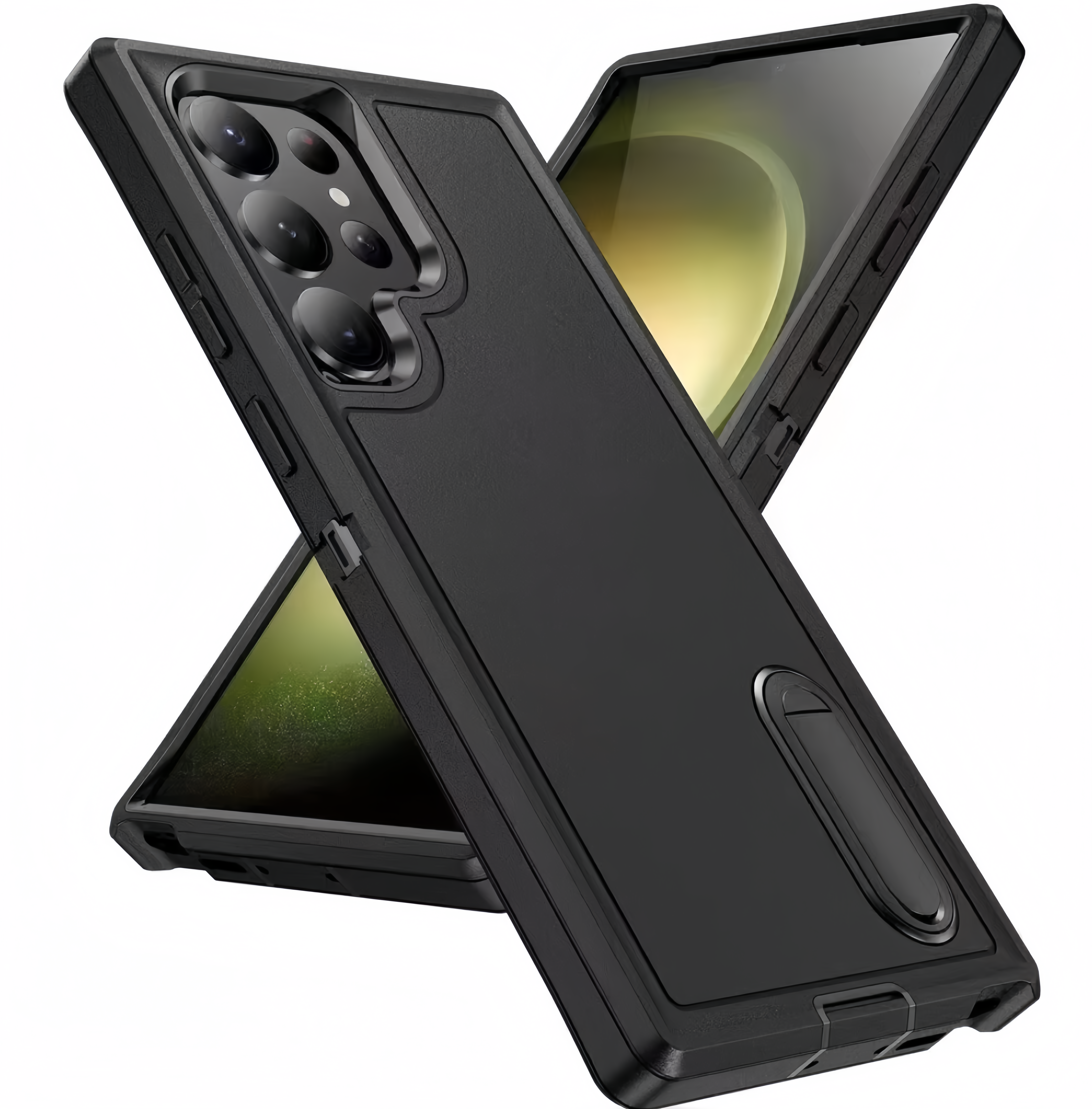 (1/100x Pack) S25 Series Shockproof Heavy Duty Samsung Case With Stand
