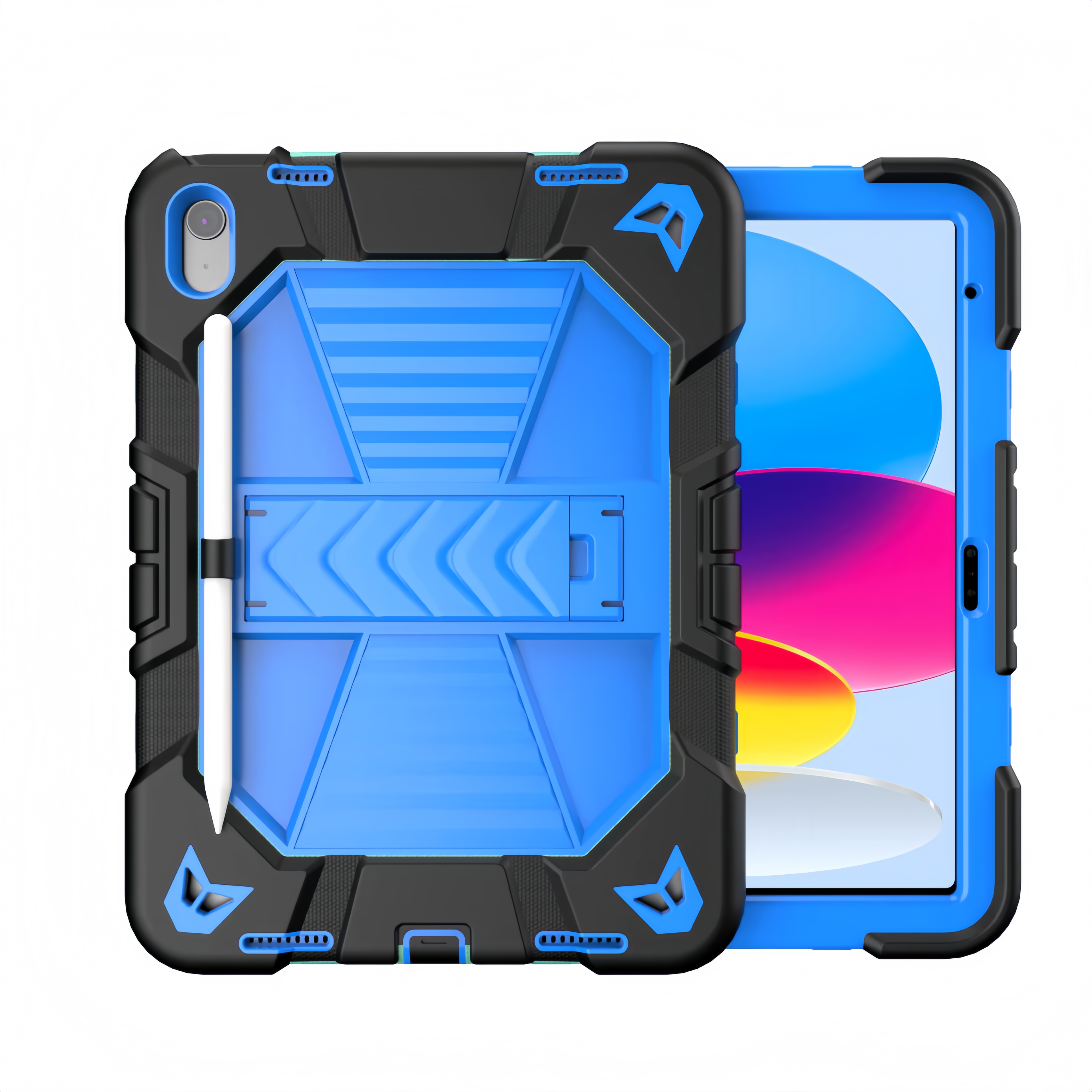 (1/100x Pack) Apple iPad Air Gen 5 10.9 Inch Heavy Duty Grade iPad Case With Max Guard Handle/Grip