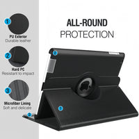 (1/100x Pack) Apple iPad Pro Gen 6 11, 12.9 Inch 360 Degree Rotating Vegan Leather Protective Case For iPad
