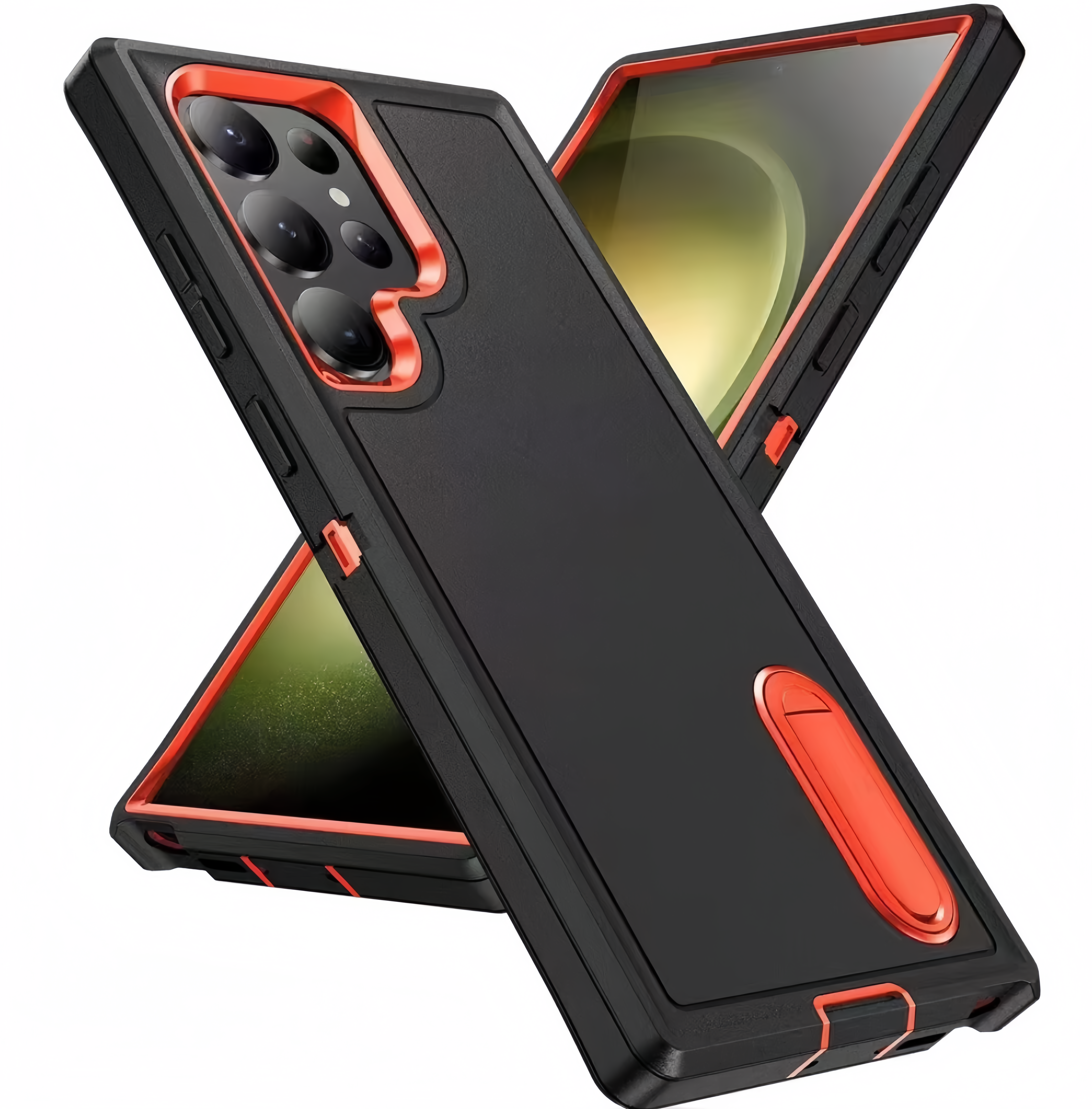 (1/100x Pack) S25 Series Shockproof Heavy Duty Samsung Case With Stand