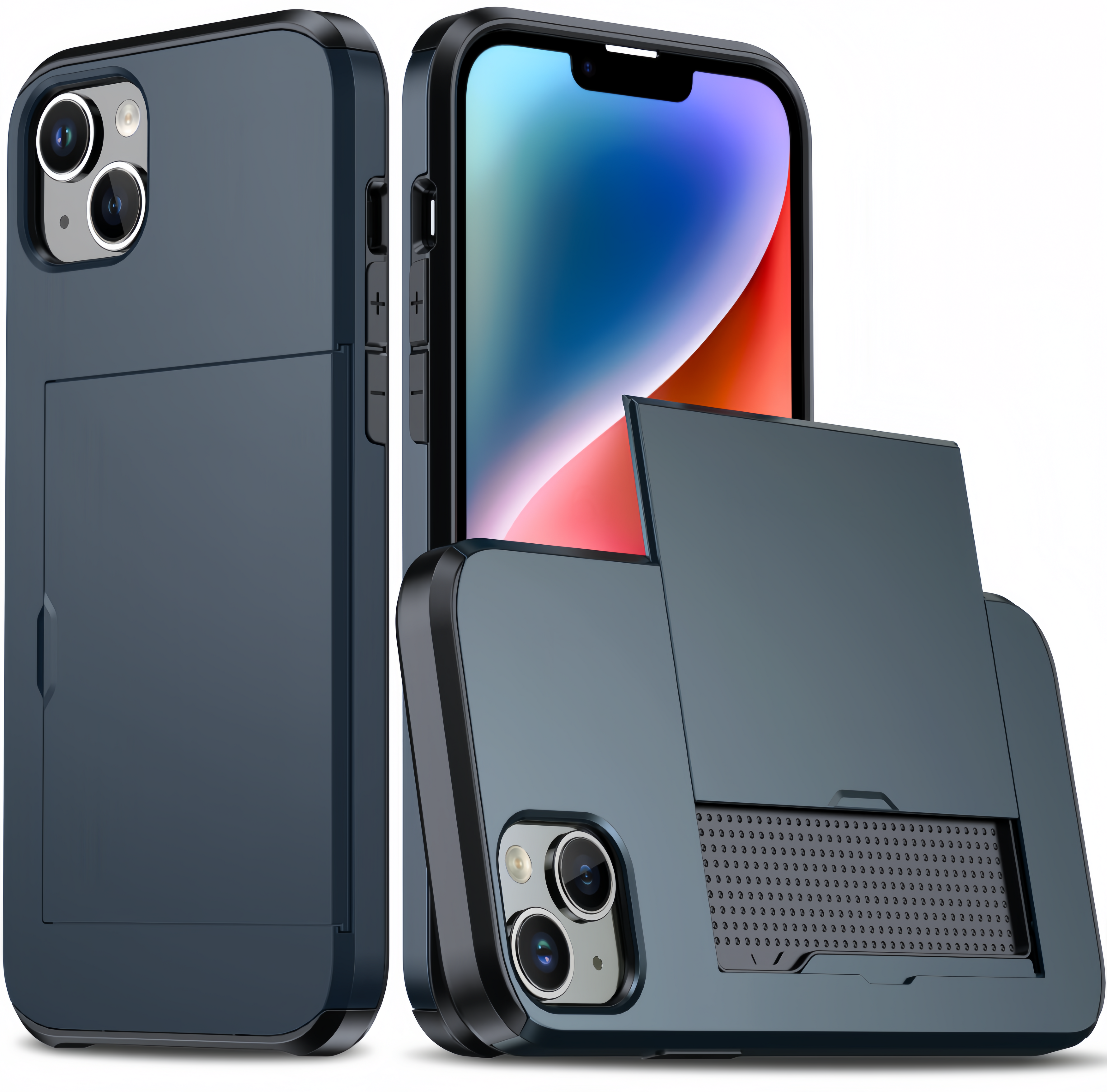 (1/100x Pack) 16 Series Hard Shell Hybrid Card Holder iPhone Case