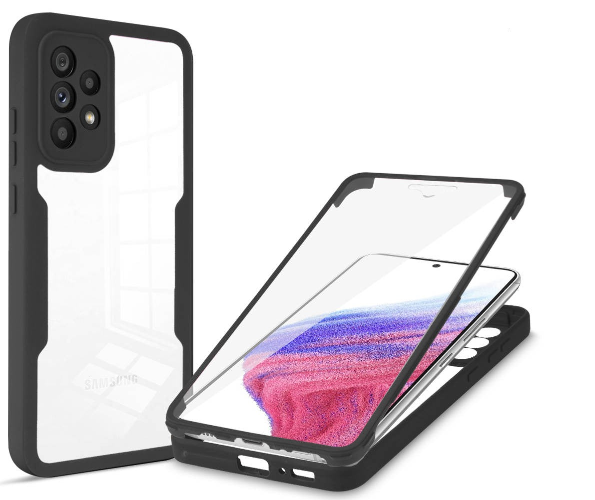(1/100x Pack) S25 Series Transparent Full Cover Dual Layer Rugged Coloured Bumper Case