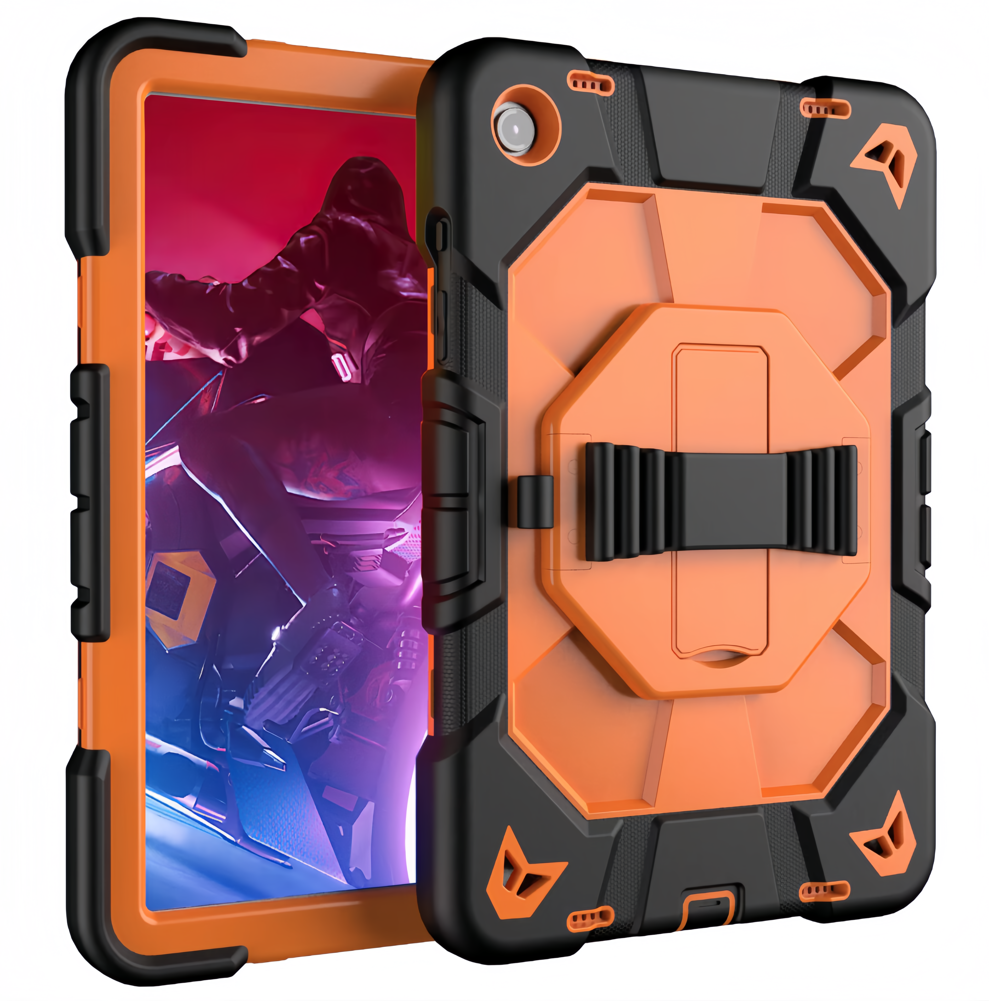 (1/100x Pack) Apple iPad Air Gen 5 10.9 Inch Heavy Duty Grade iPad Case With Max Guard Handle/Grip