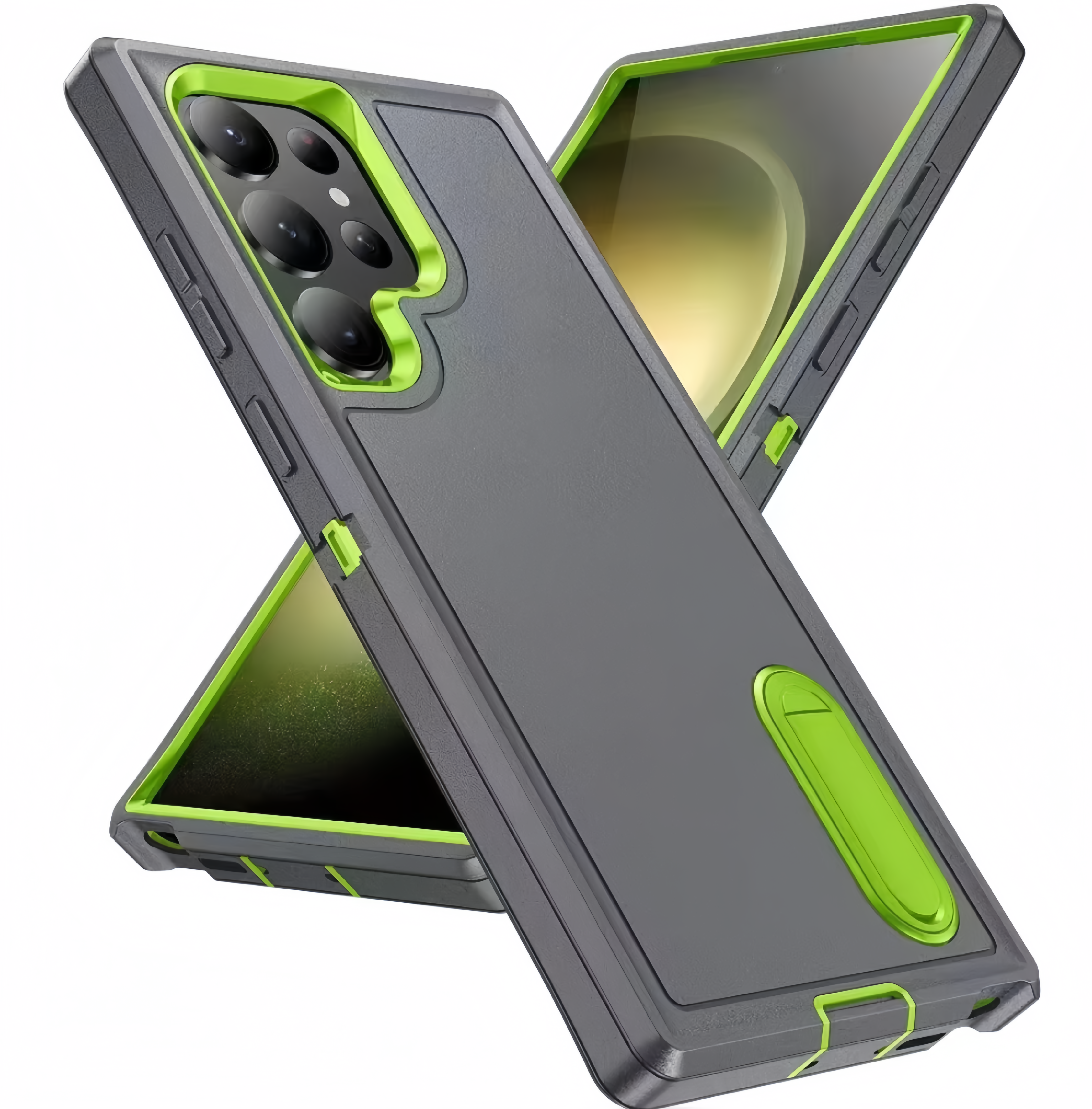 (1/100x Pack) S25 Series Shockproof Heavy Duty Samsung Case With Stand