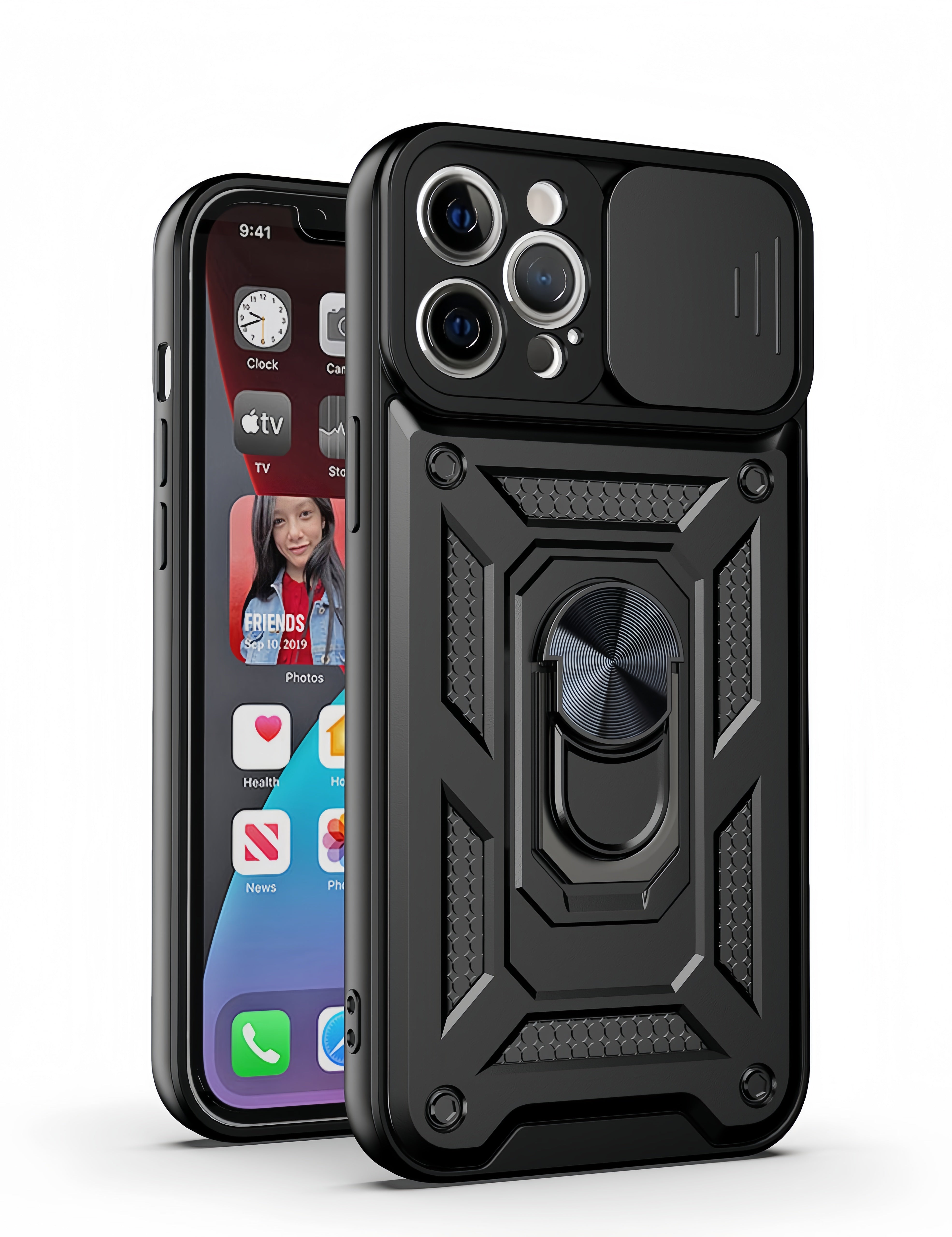 (1/100x Pack) 16 Series Trade Heavy Duty iPhone Case With Ring Stand