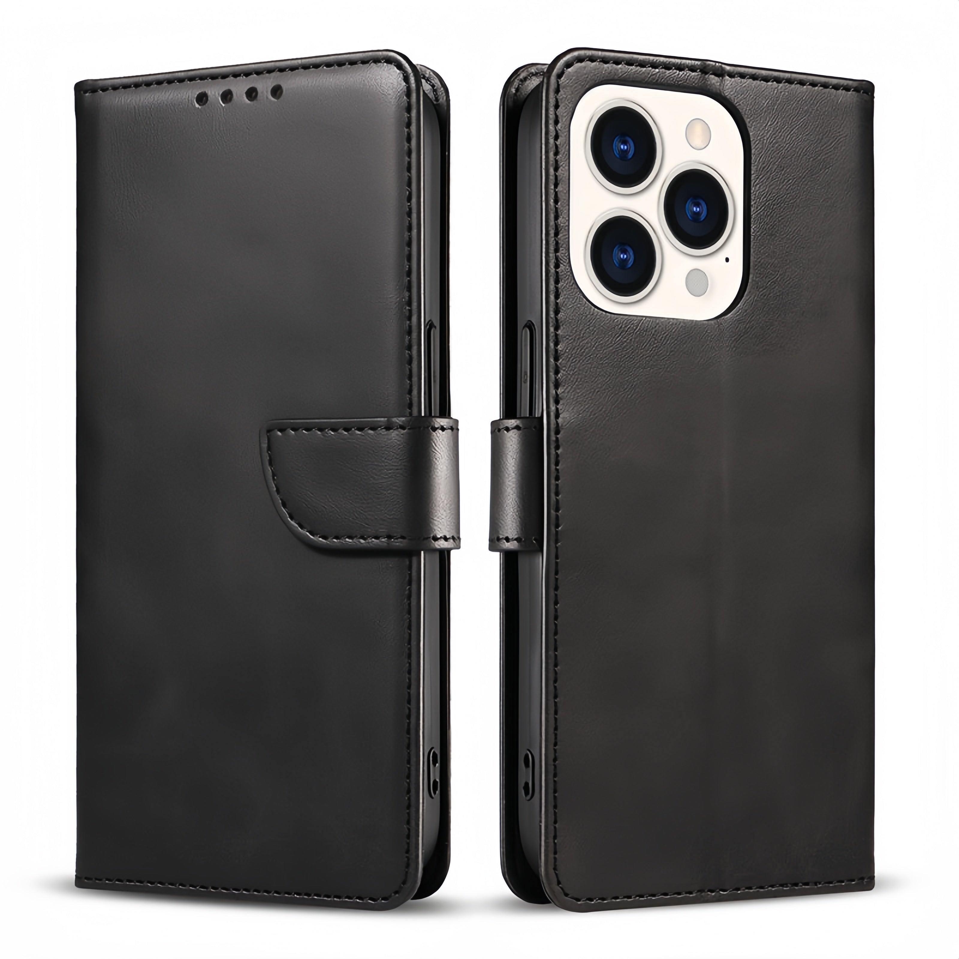 (1/100x Pack) iPhone 16 Series Flip Wallet Vegan Leather Case