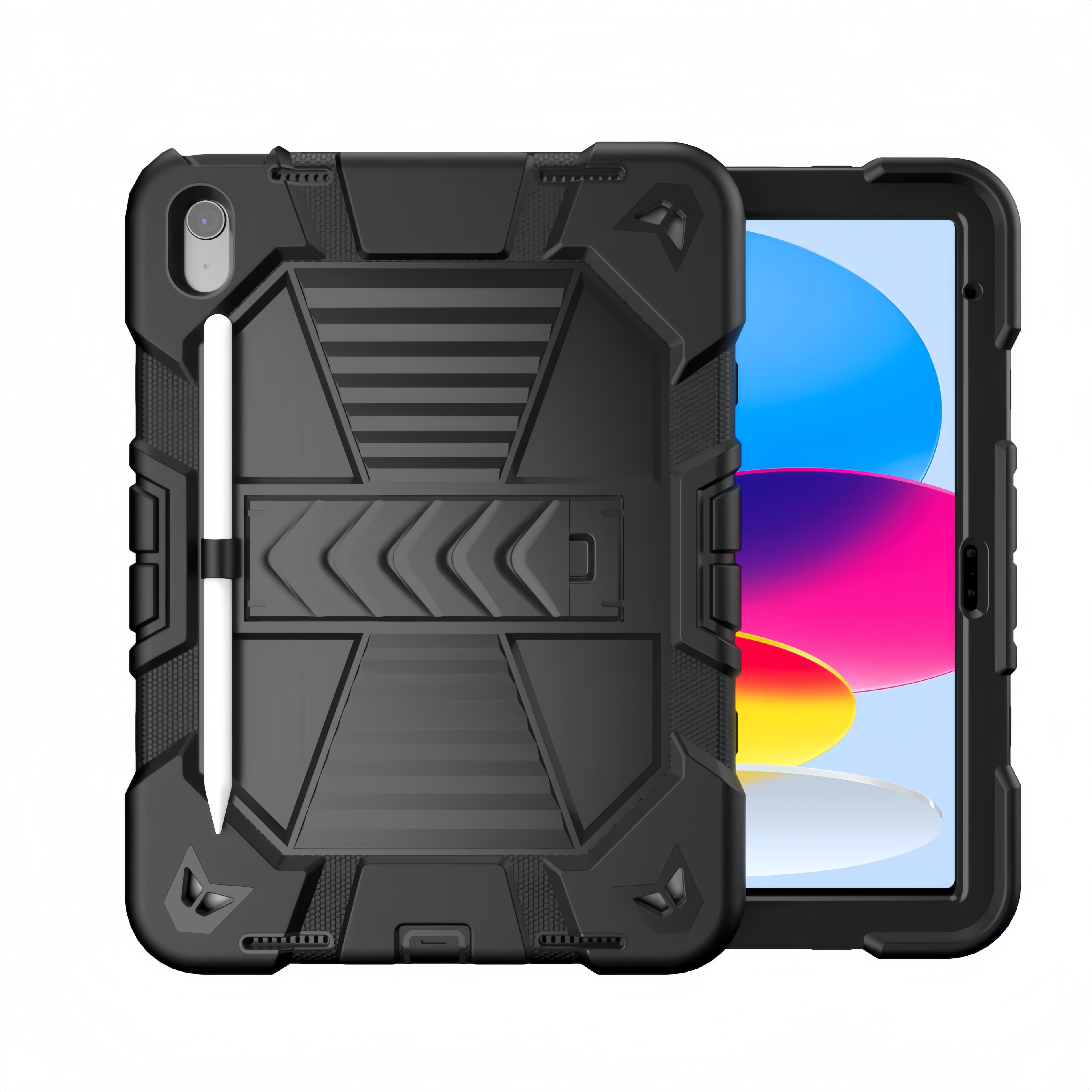 (1/100x Pack) Apple iPad Air Gen 5 10.9 Inch Heavy Duty Grade iPad Case With Max Guard Handle/Grip