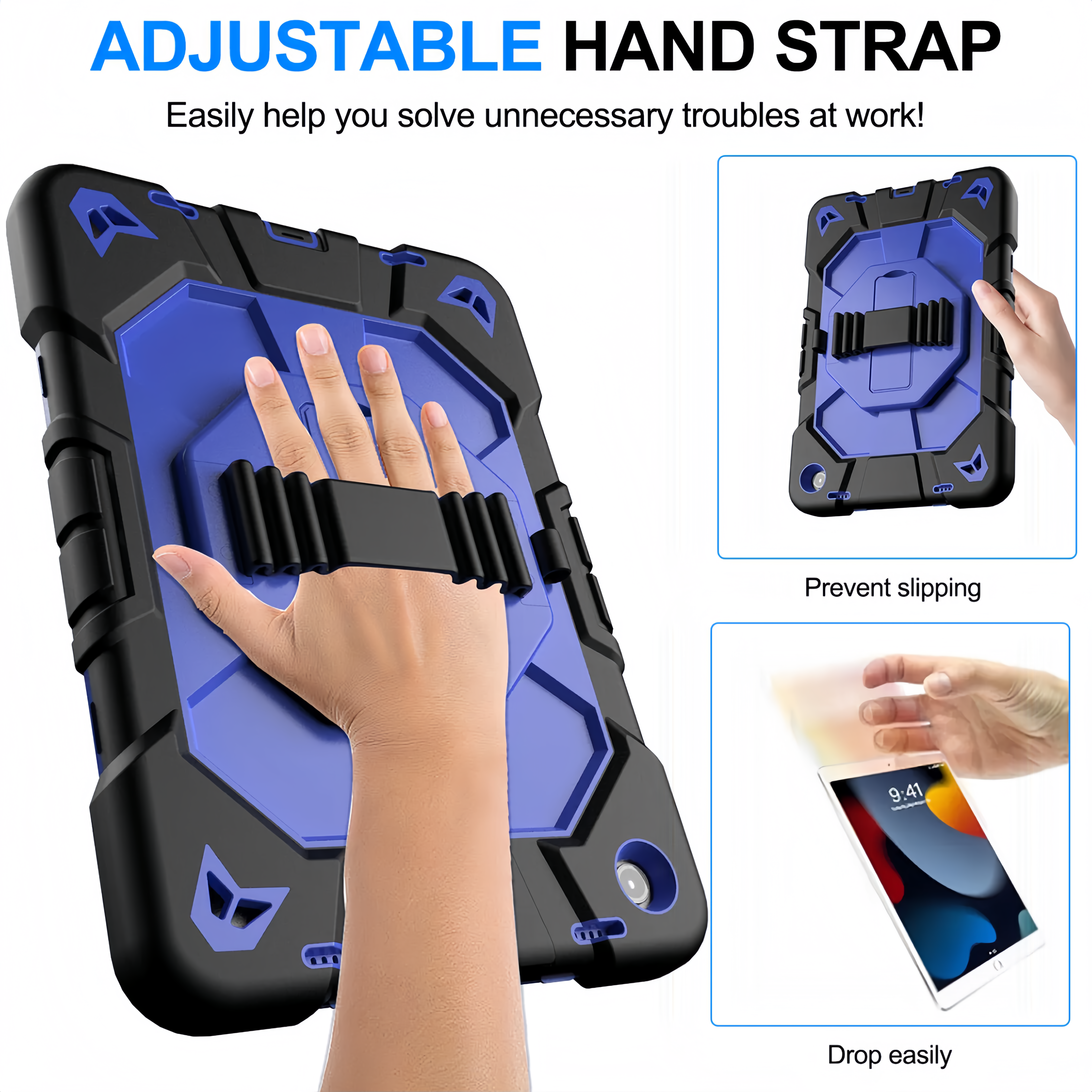 (1/100x Pack) Apple iPad Air Gen 5 10.9 Inch Heavy Duty Grade iPad Case With Max Guard Handle/Grip