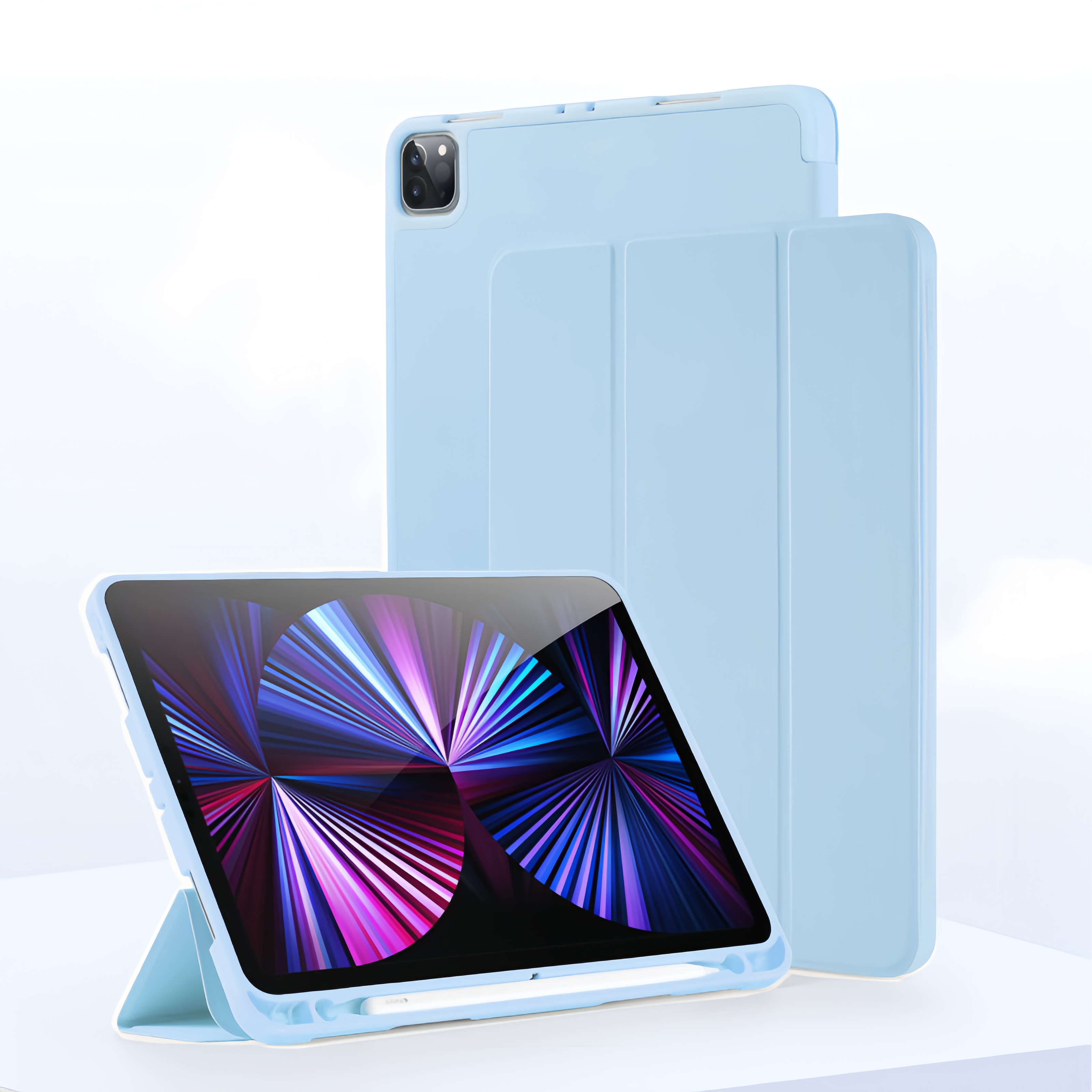 (1/100x Pack) Apple iPad Pro Gen 7 11, 13 Inch Silicon Protective Tri Fold Sleeve For iPad